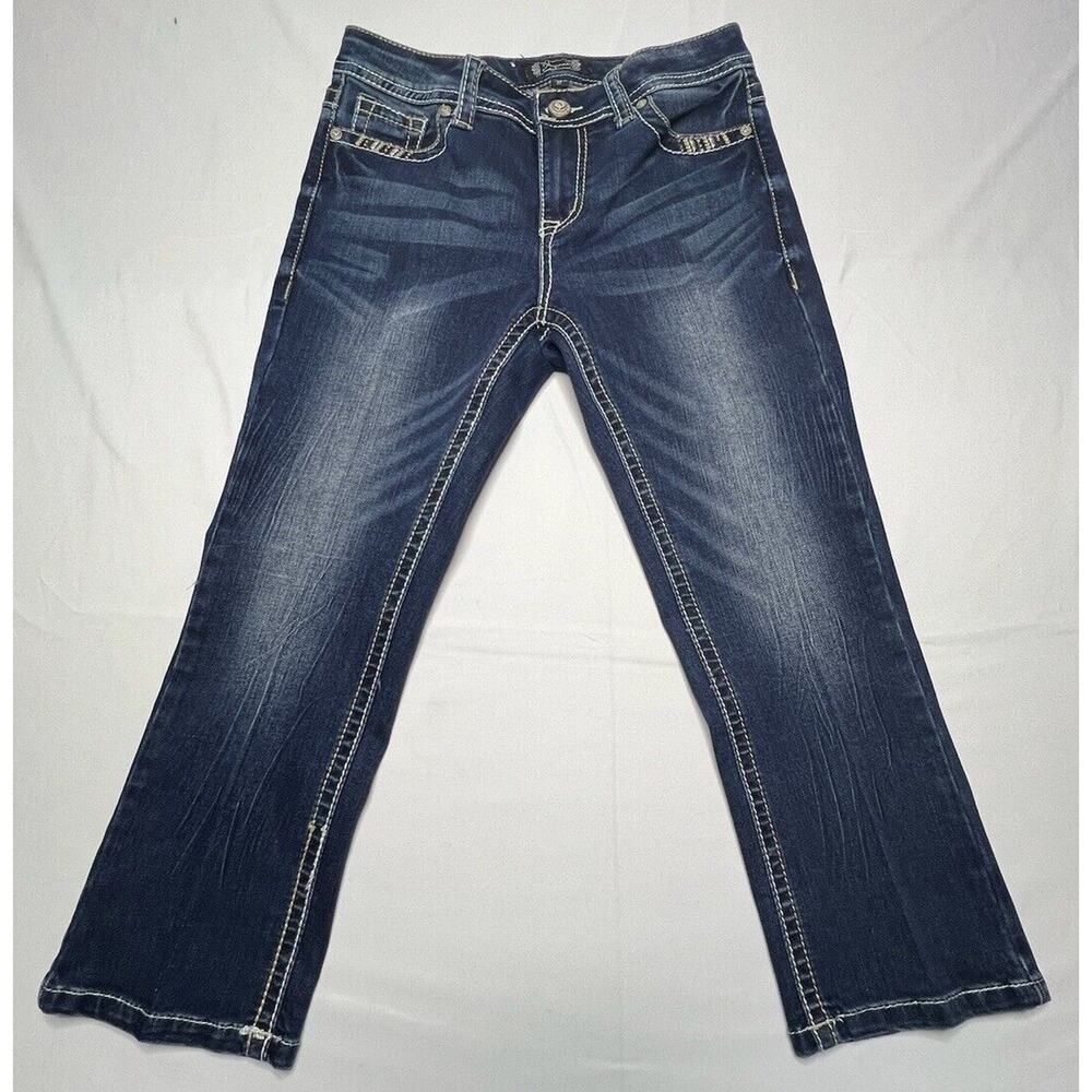 Shyanne Women's Dark Wash Rhinestone Anne Cropped Jeans - Size 27x21*